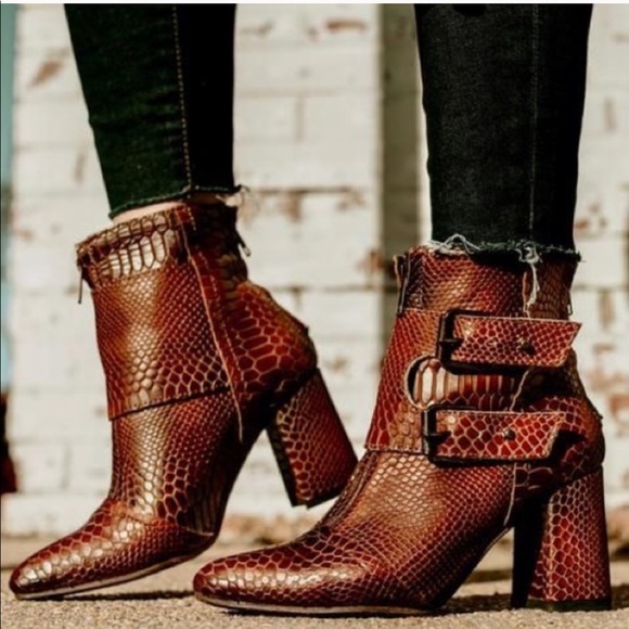 Freebird by Steven Shoes - FREEBIRD BY STEVEN • Ankle Boot In Cognac Snake